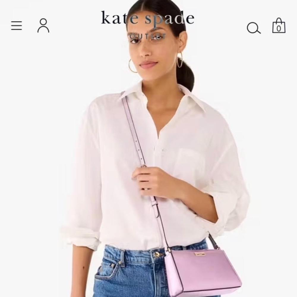 NWT Kate Spade Kenzie GLITTERED Patented Fabric In Quartz Pin Crossbody - Picture 5 of 9
